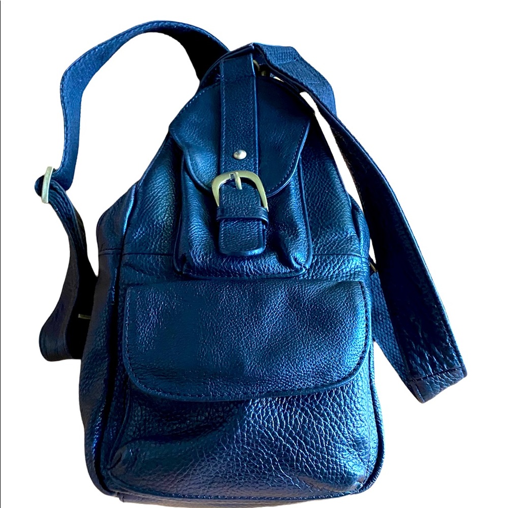 American Leather Black Leather Shoulder Backpack